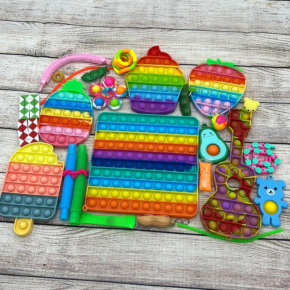 Rainbow Theme Fidget Bundle 28 pieces EUC